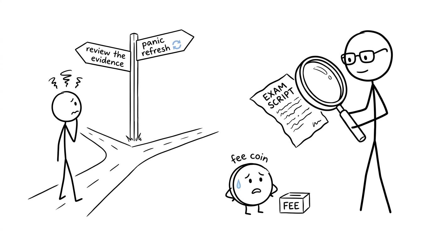 A student choosing between reviewing evidence and panic-refreshing results