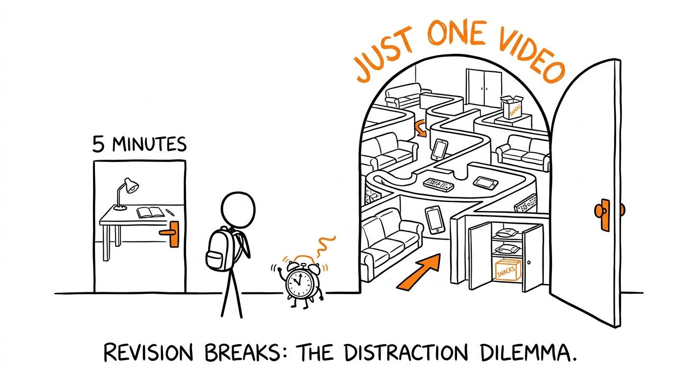 A short break leads back to revision while one video leads into a maze