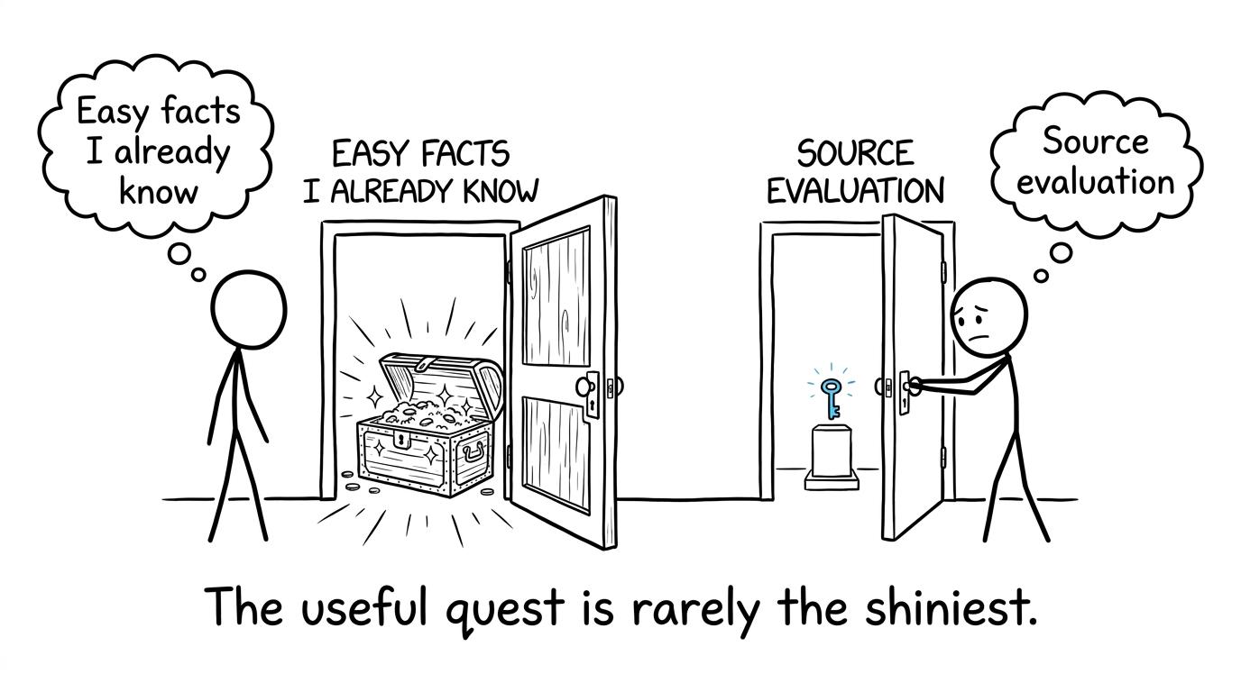 A revision game offers a shiny easy-facts door and a less glamorous source-evaluation challenge