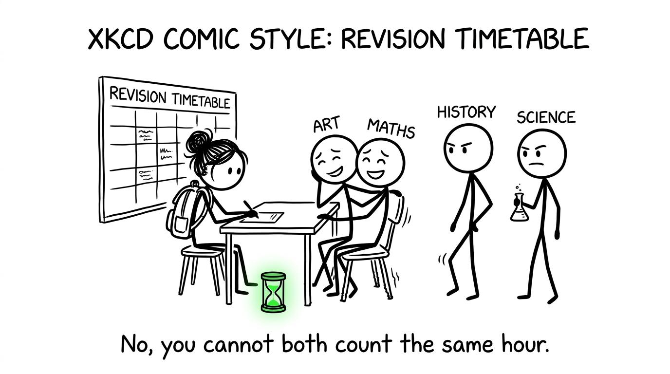 Art and maths attempt to claim the same hour on a revision timetable