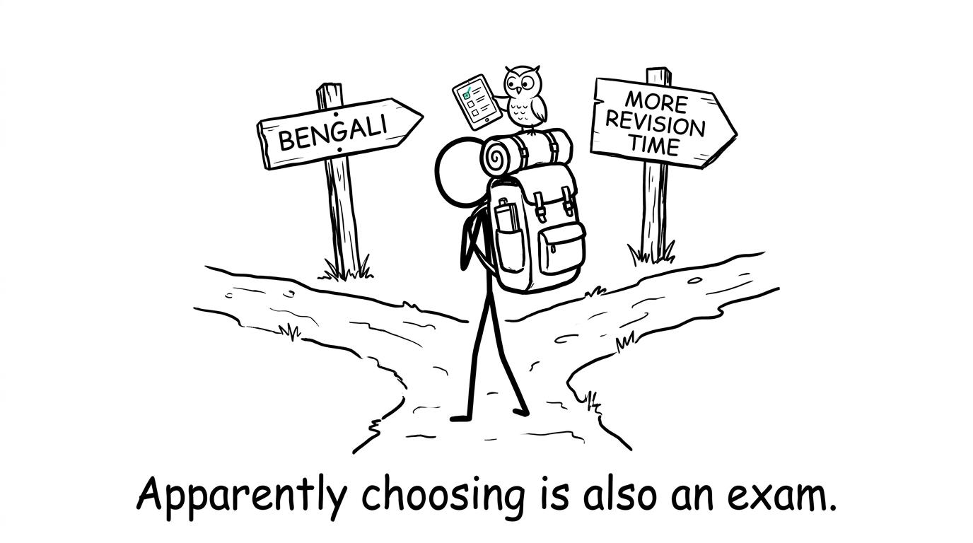 A student choosing between Bengali and more revision time
