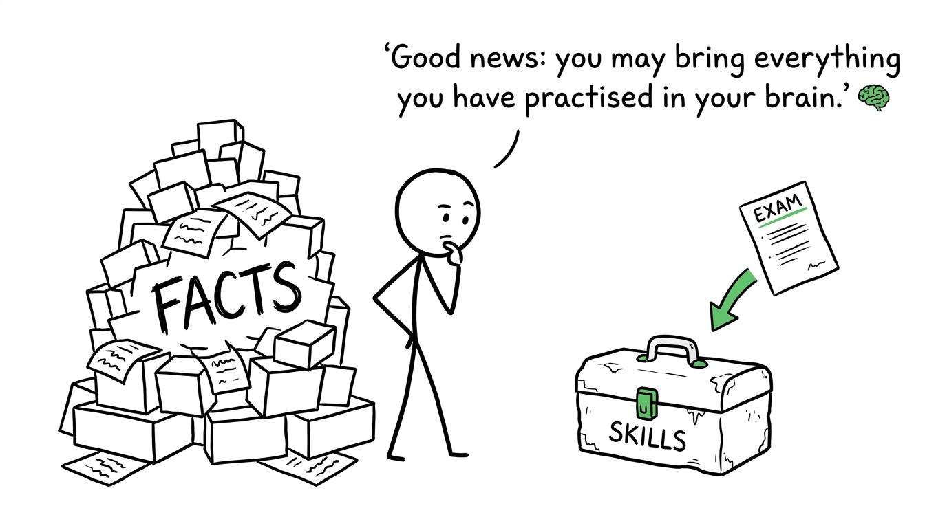 A student discovers that a practised skills toolbox is more useful than a pile of disconnected facts