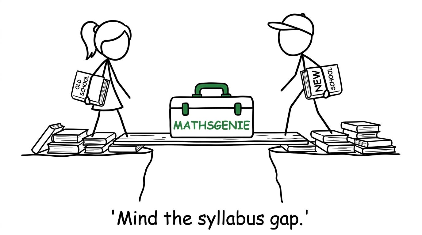 Students building a bridge between old and new schools using a MathsGenie toolbox