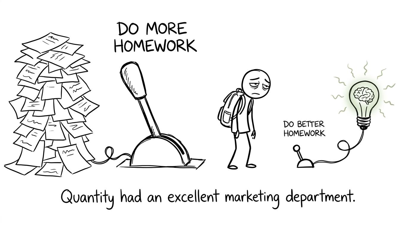 A student discovers that better homework beats more homework