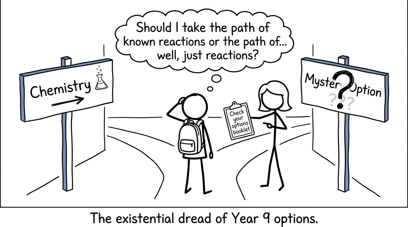 A student discovers that the mysterious alternative option needs checking in the school booklet