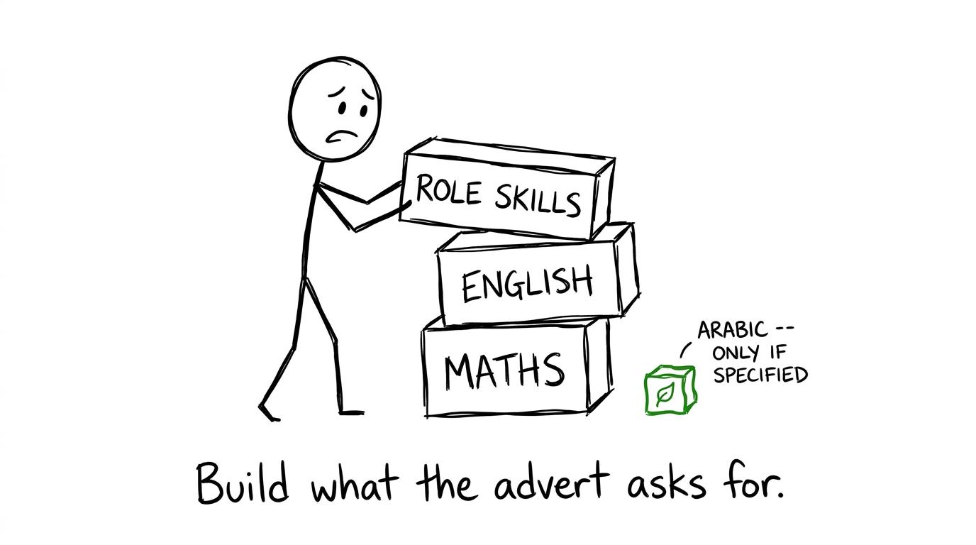 A student builds an apprenticeship application from maths, English and role skills