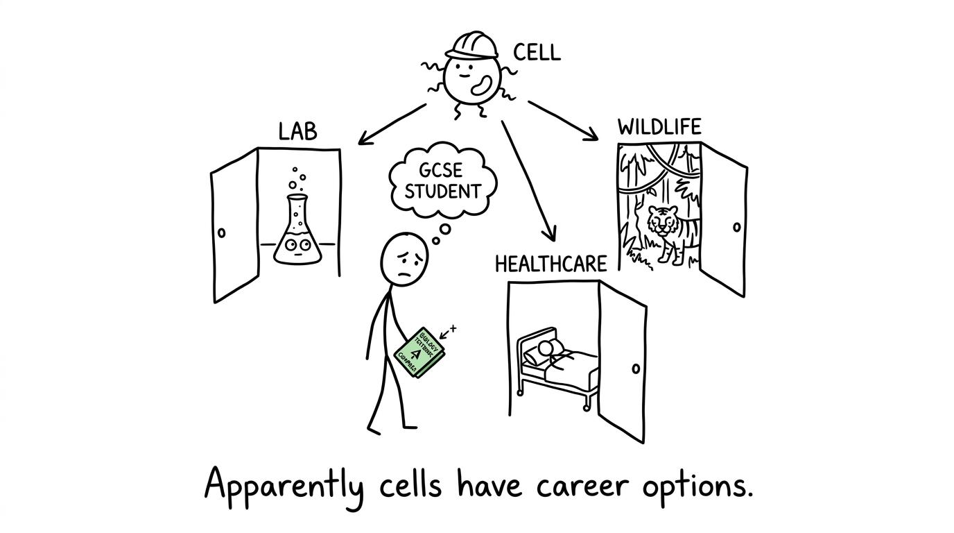 A student discovers that cells have several career options