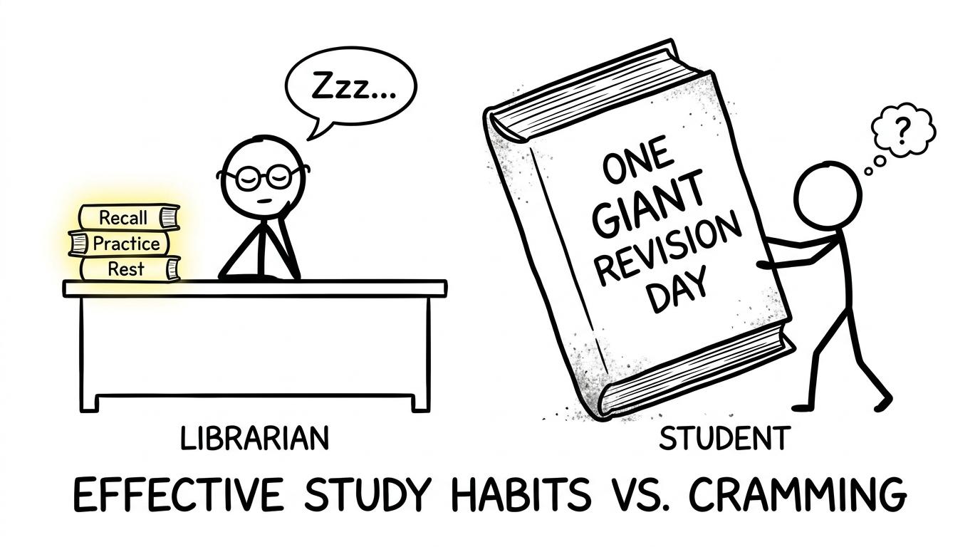 A memory librarian prefers recall, practice and rest to one enormous revision day
