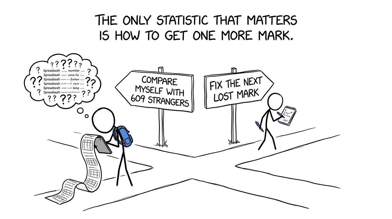 A student chooses between comparing strangers and fixing the next lost mark