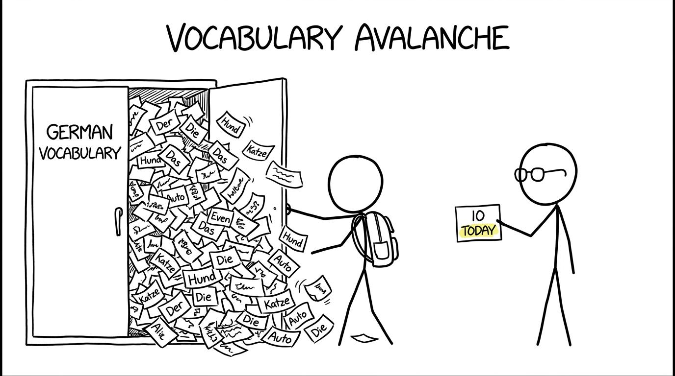A GCSE student discovers an avalanche of German vocabulary flashcards