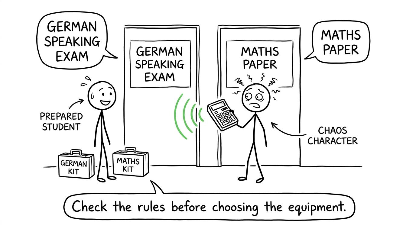 Separate toolkits for German and maths examinations