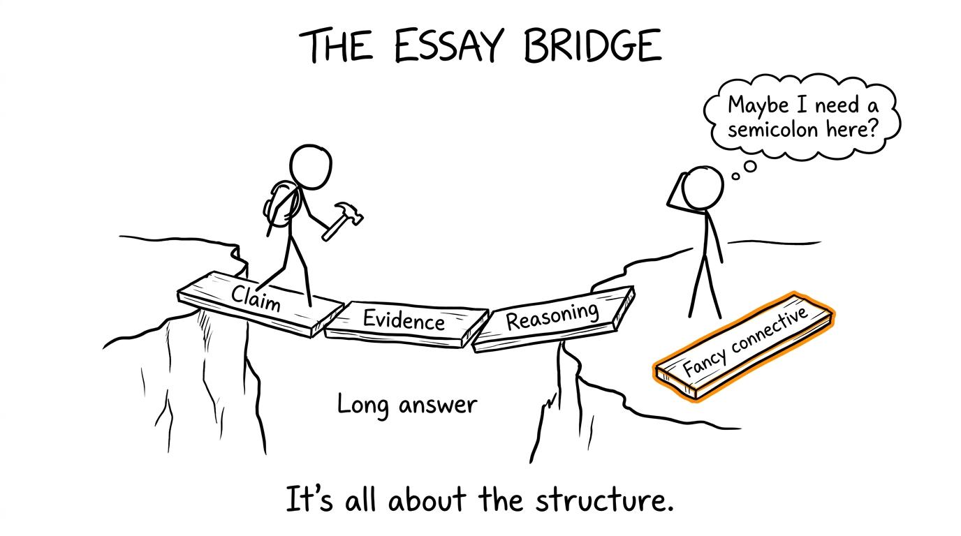 A student building a bridge from claim, evidence and reasoning