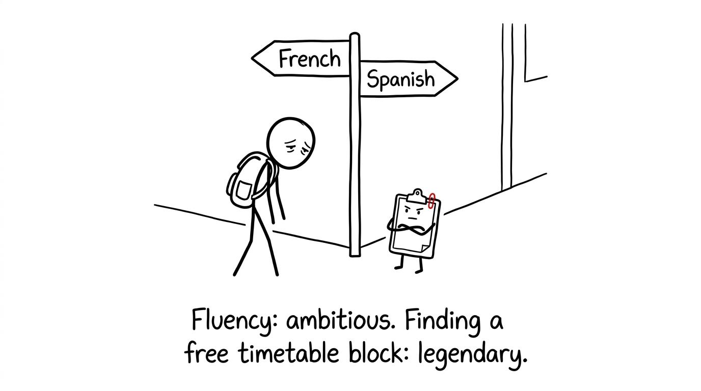 A student discovers that the timetable may be the hardest language to understand