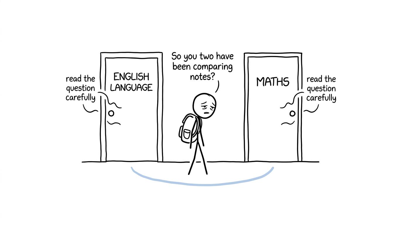 A student discovers that English and maths share an obsession with reading questions carefully