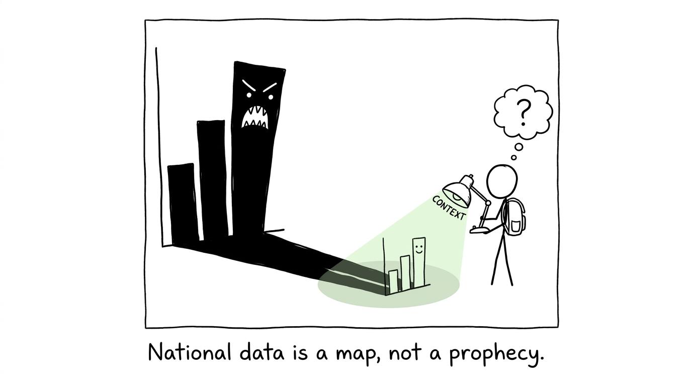 A giant chart becomes less frightening when a student shines a lamp labelled context on it