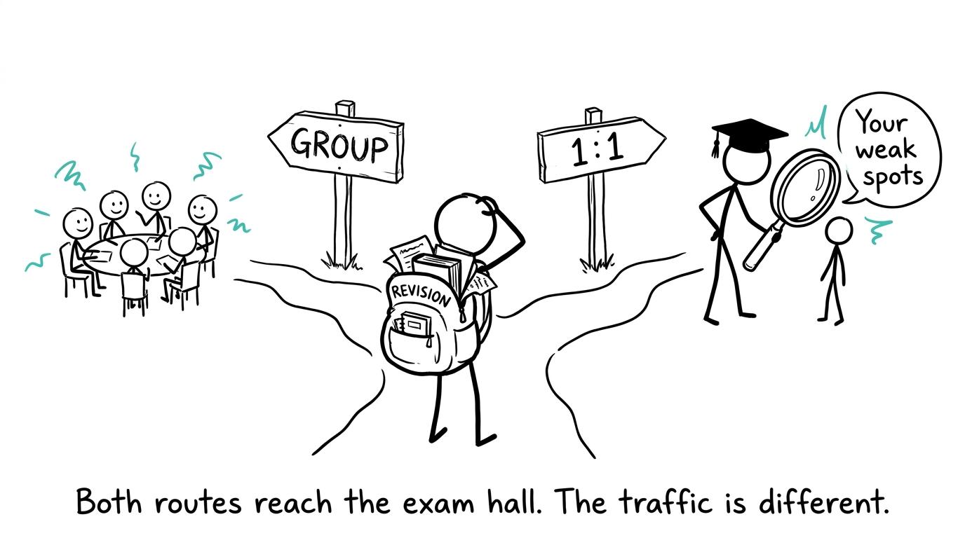 A student choosing between group and one-to-one tuition