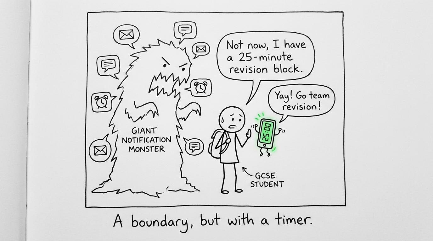 A student setting a boundary with a revision timer