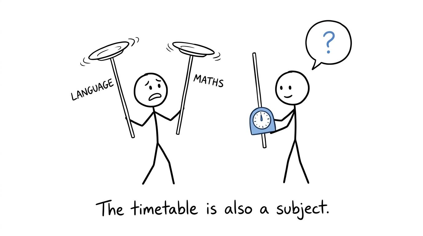 A student balances language and maths revision by managing time rather than adding more work