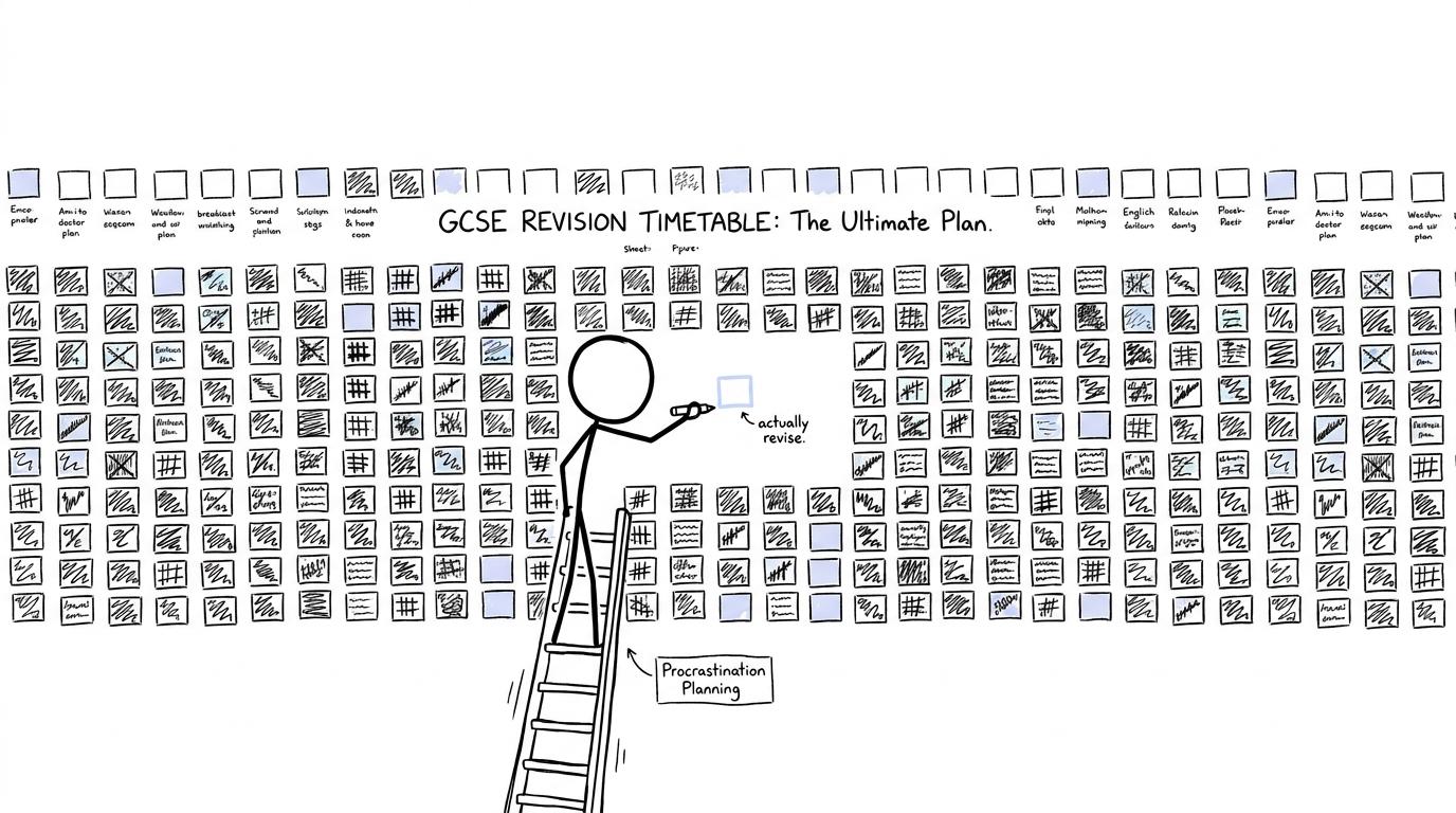 A student discovers that making a giant timetable is not the same as revising