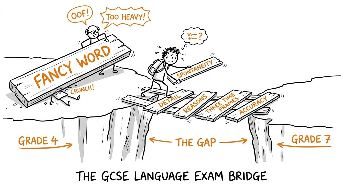 A student building a bridge from grade 4 to grade 7 with useful language skills