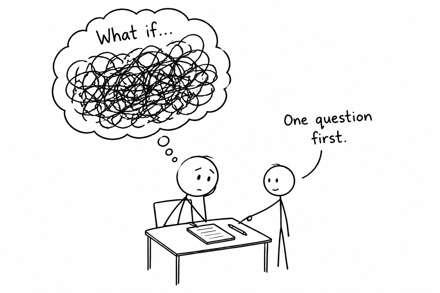A GCSE resit student puts one question ahead of a large cloud of worries