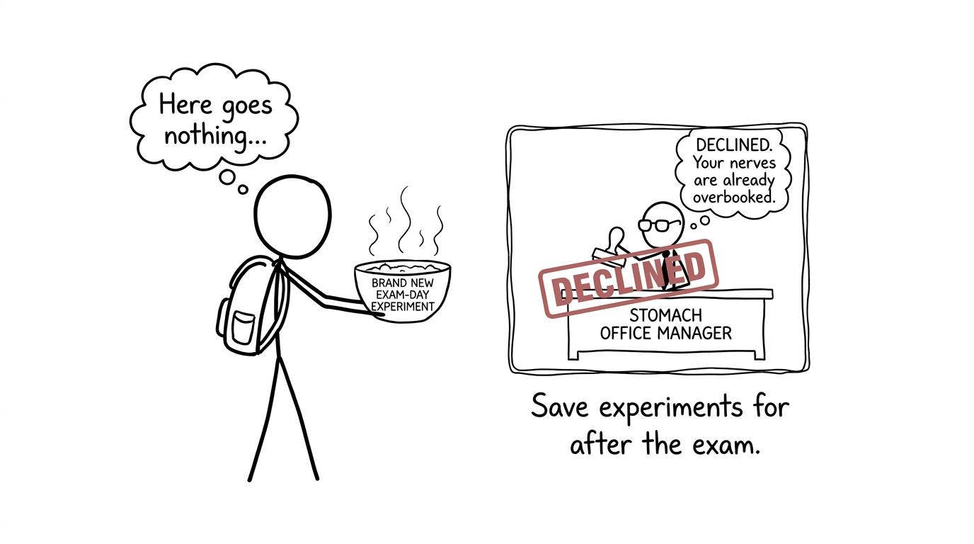 A student's stomach rejects a brand-new spicy exam-day experiment