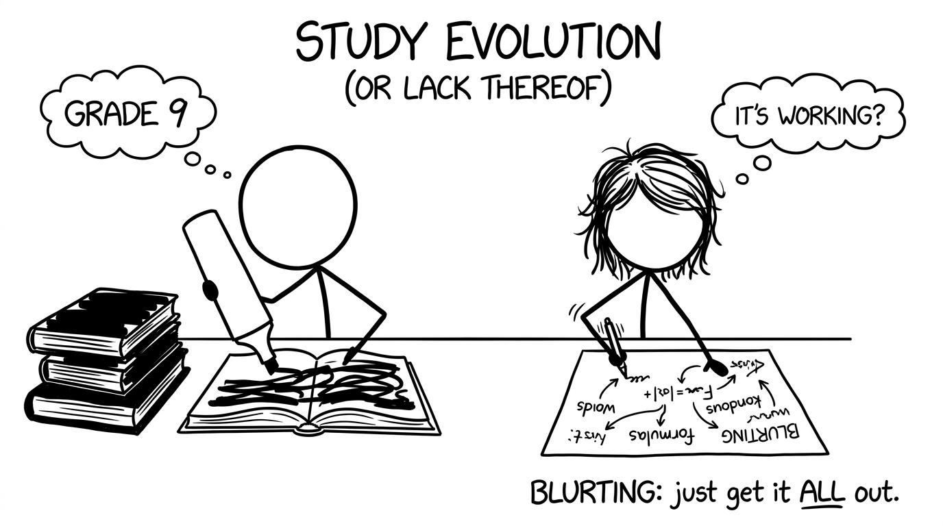 Highlighting vs blurting in a library