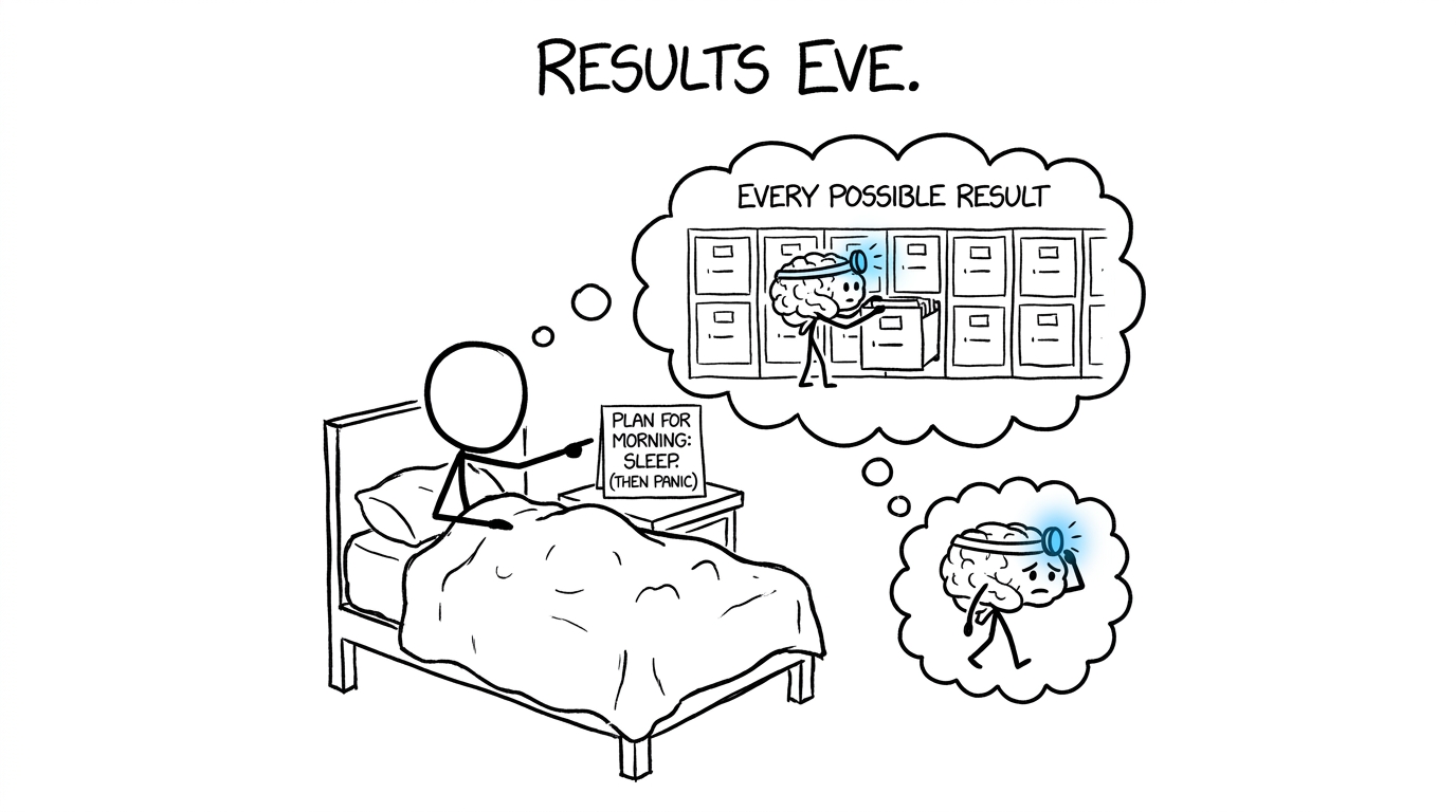 A worried brain reluctantly clocks off after seeing a plan for the morning