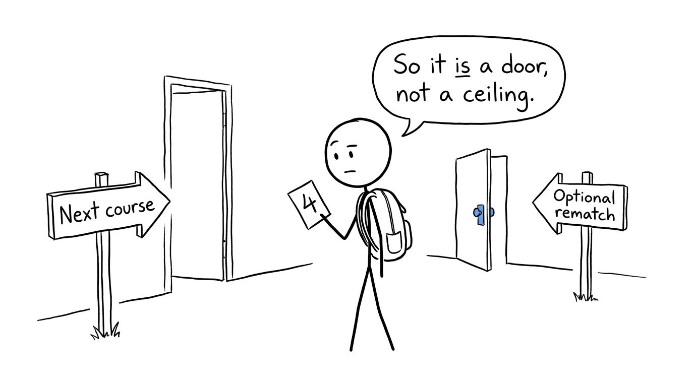 A student realises that grade 4 is a door rather than a ceiling