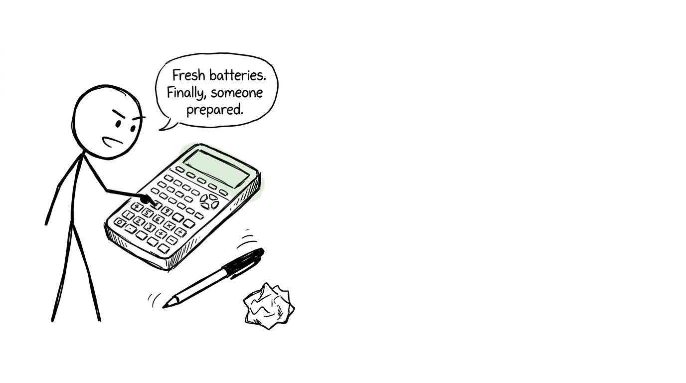 A scientific calculator feels unusually appreciated after having its batteries checked