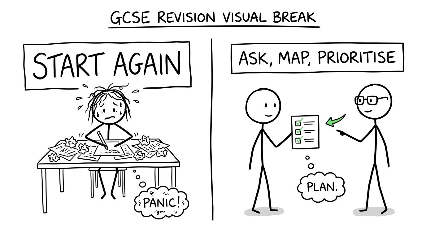 One student tries to restart everything while another calmly uses a transfer checklist