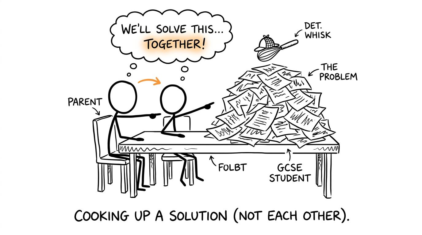 A student and parent working together against the problem