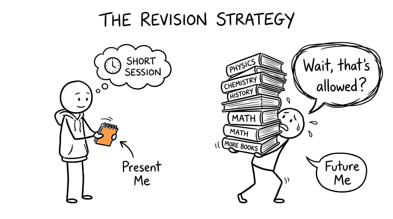 Future Me discovers that a student has finished a short revision session without exhausting themselves