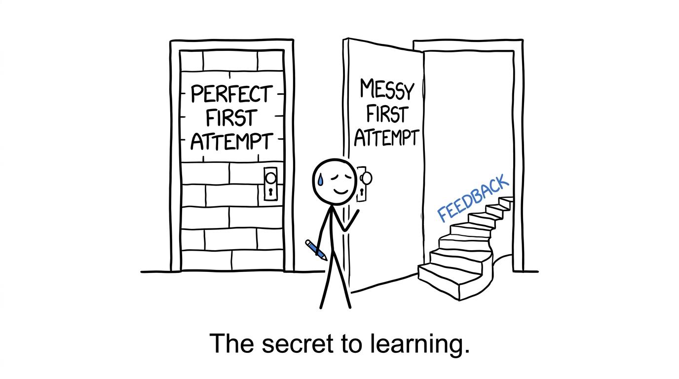 The imperfect first attempt opens a route to feedback