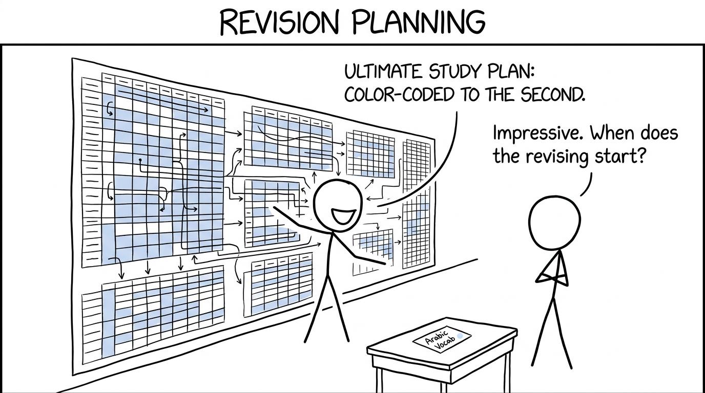 A student discovers that designing a timetable is not the same as revising