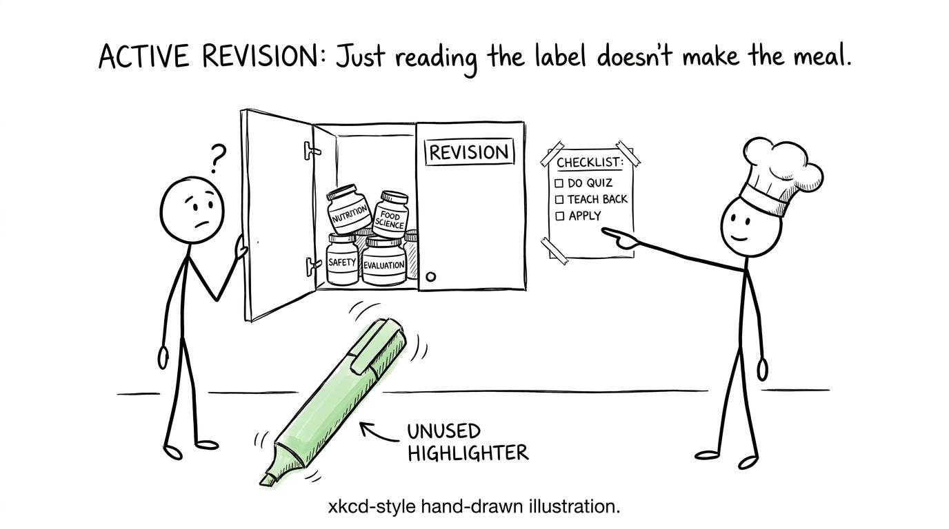 A student discovers that active revision needs several small ingredients rather than one enormous highlighter