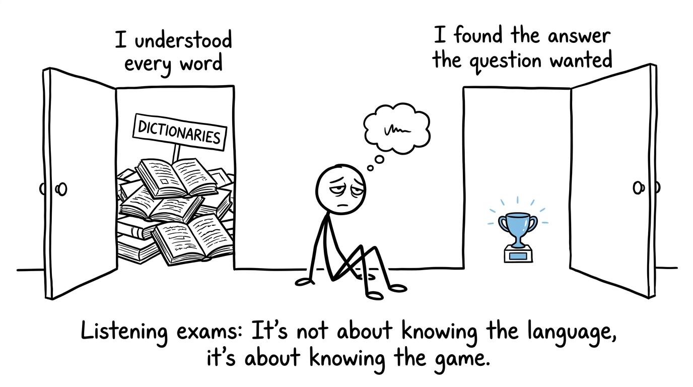 A student choosing between understanding every word and finding the required answer