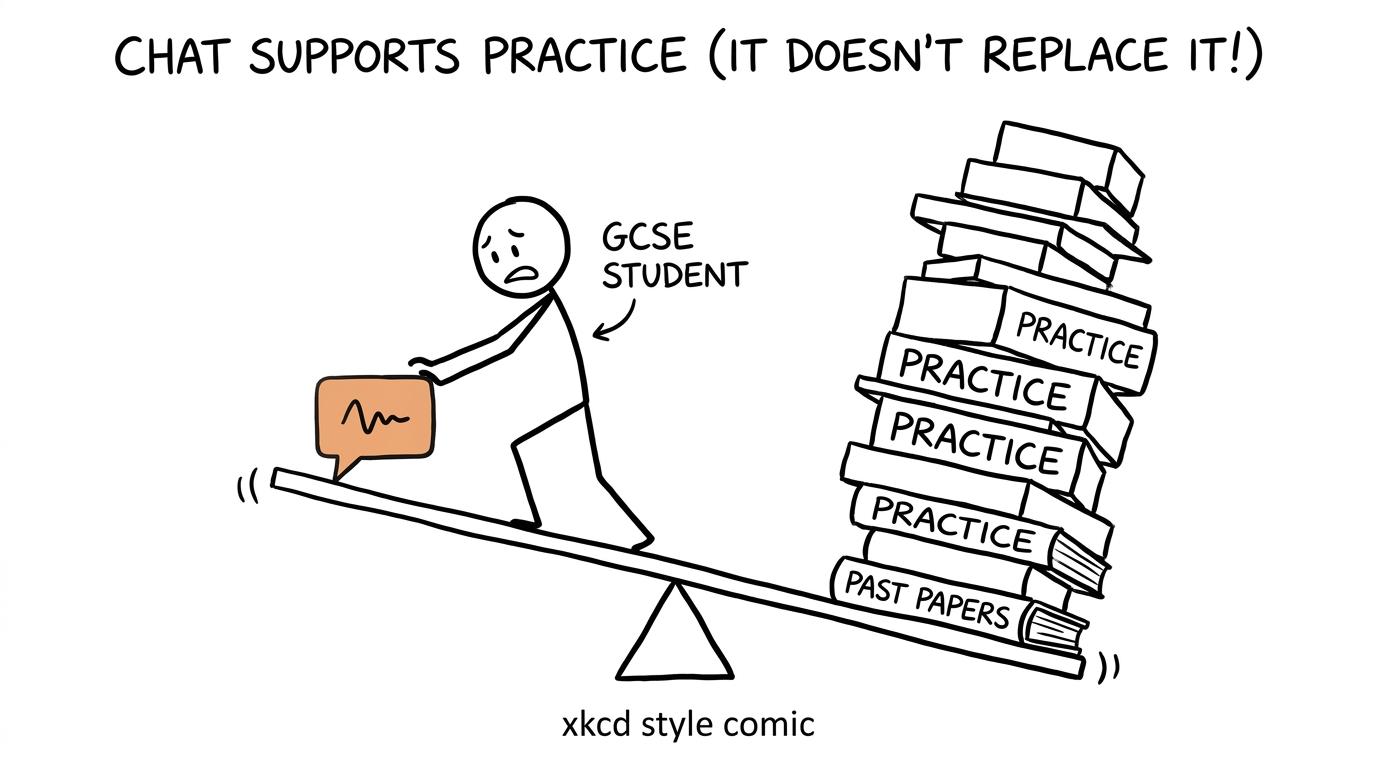 A revision seesaw shows that online chat should support a much larger stack of independent practice