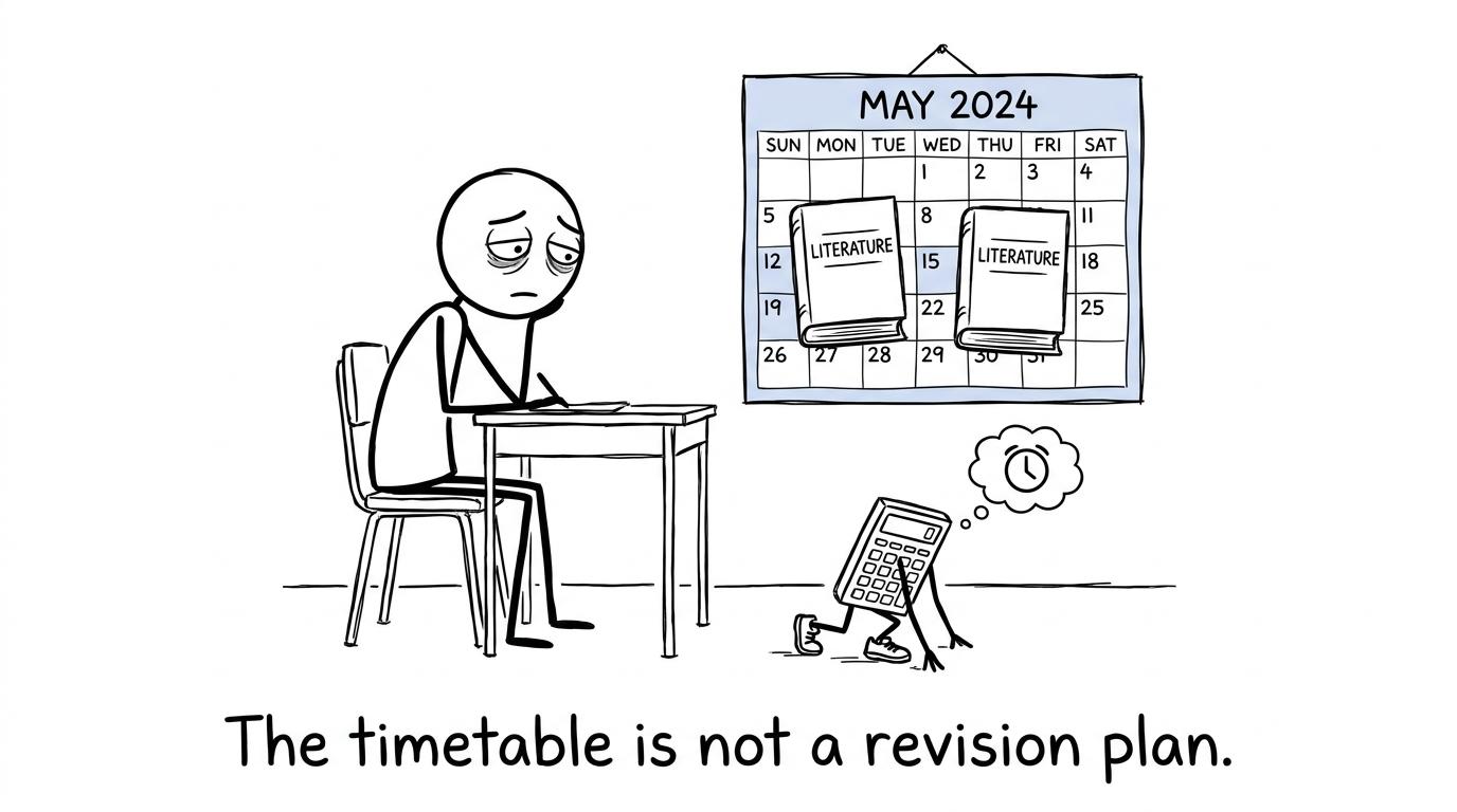 A student discovers that knowing the timetable is not the same as having a revision plan
