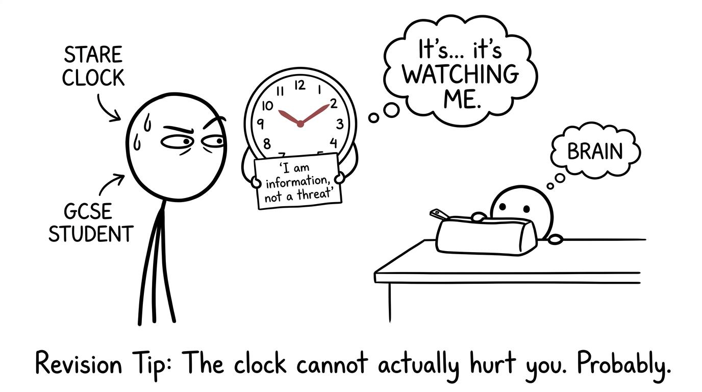 A GCSE student discovers that the wall clock is information rather than a threat
