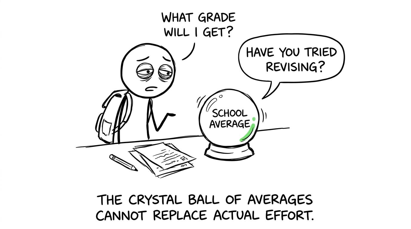 A school average crystal ball gives a GCSE student unexpectedly practical revision advice