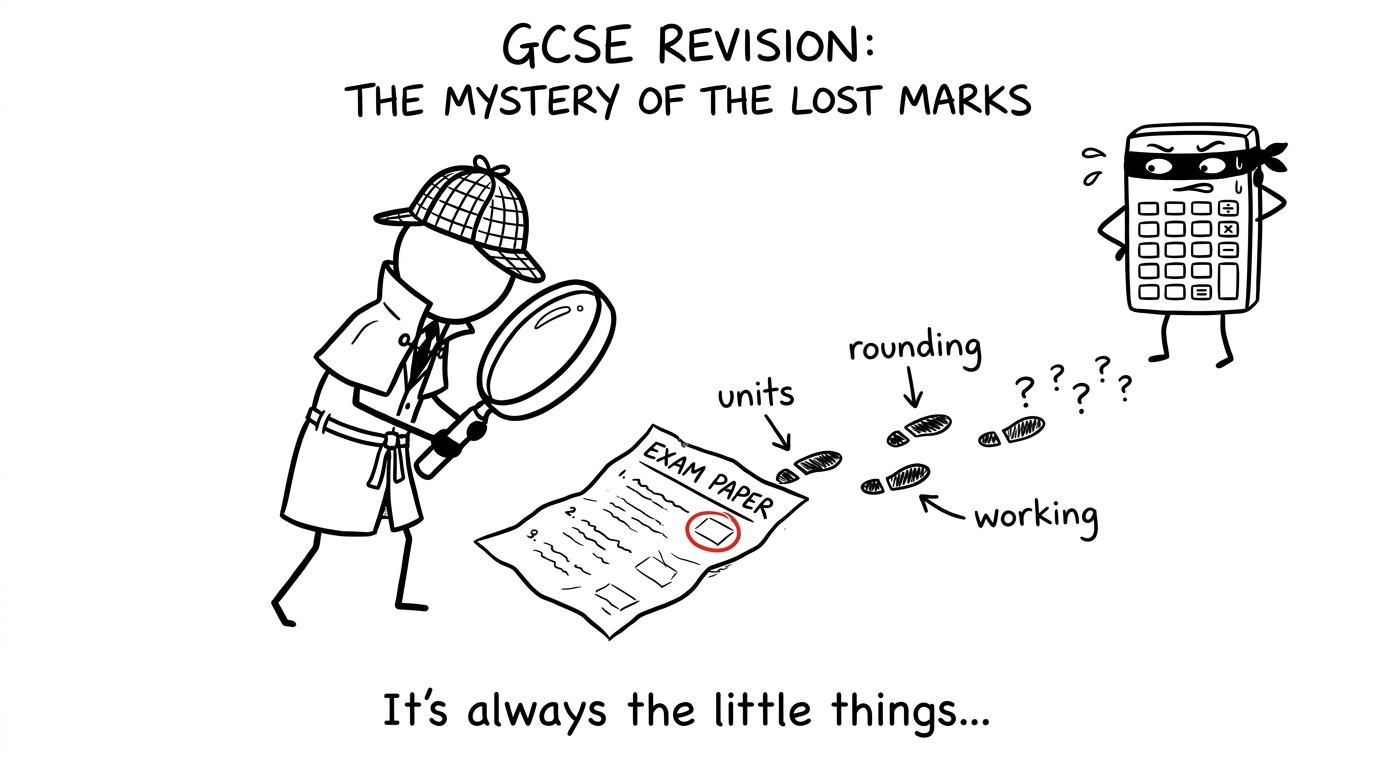 A student detective follows clues labelled units, rounding and working