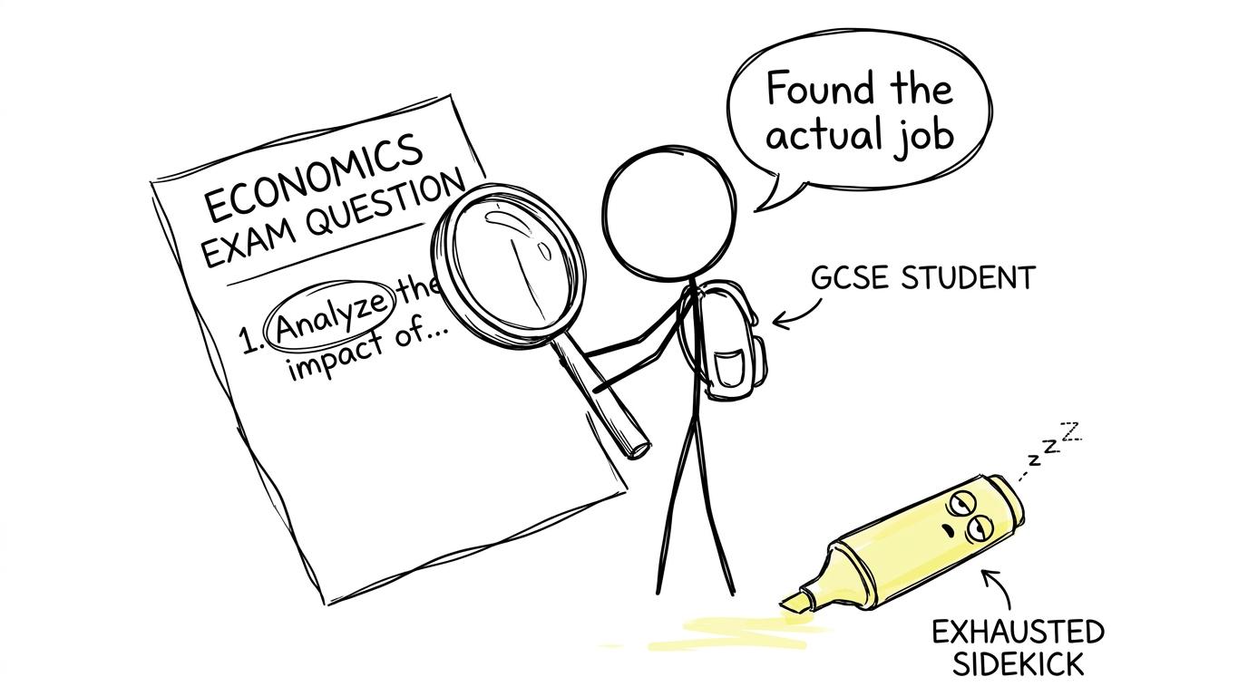 A student finds the command word hiding inside an exam question