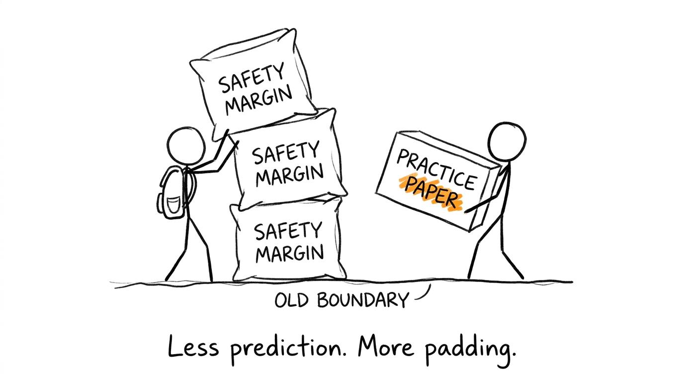 A student builds a revision safety margin above an old boundary