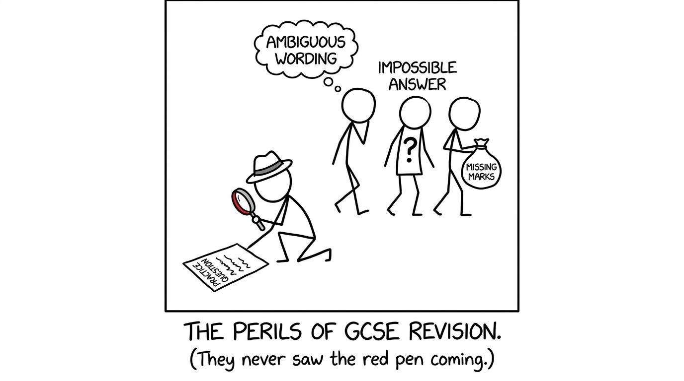 A student detective catches ambiguous wording, an impossible answer and missing marks escaping from a question