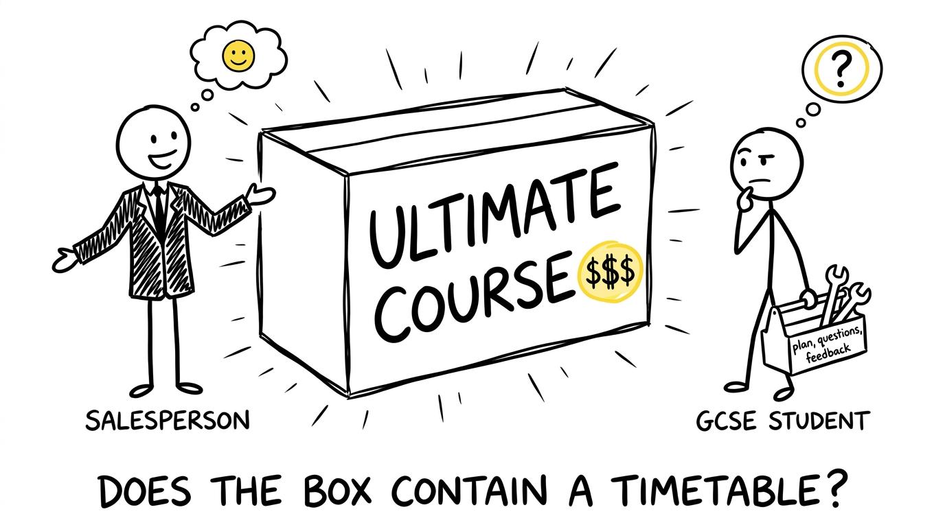 A huge course box competes with a small but useful revision toolkit