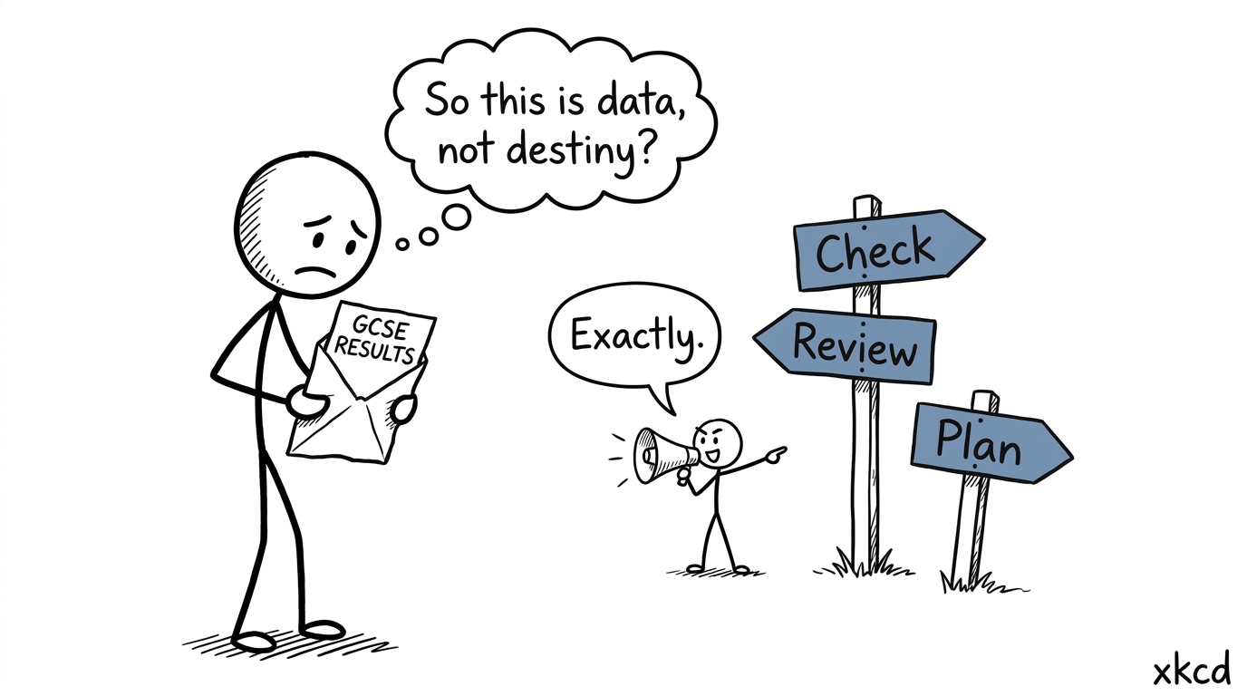 Student treating a disappointing result as data rather than destiny