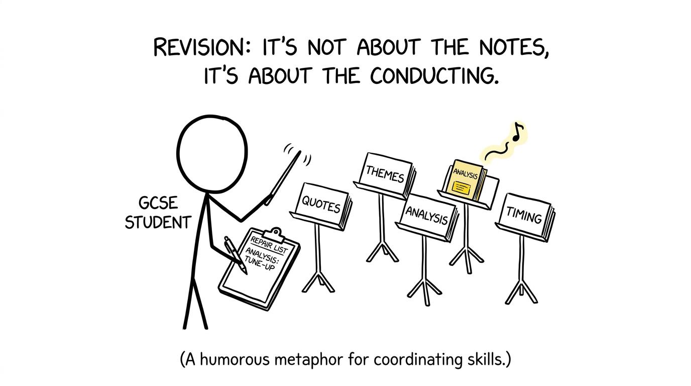 A student conducts an orchestra of quotations, themes, analysis and timing