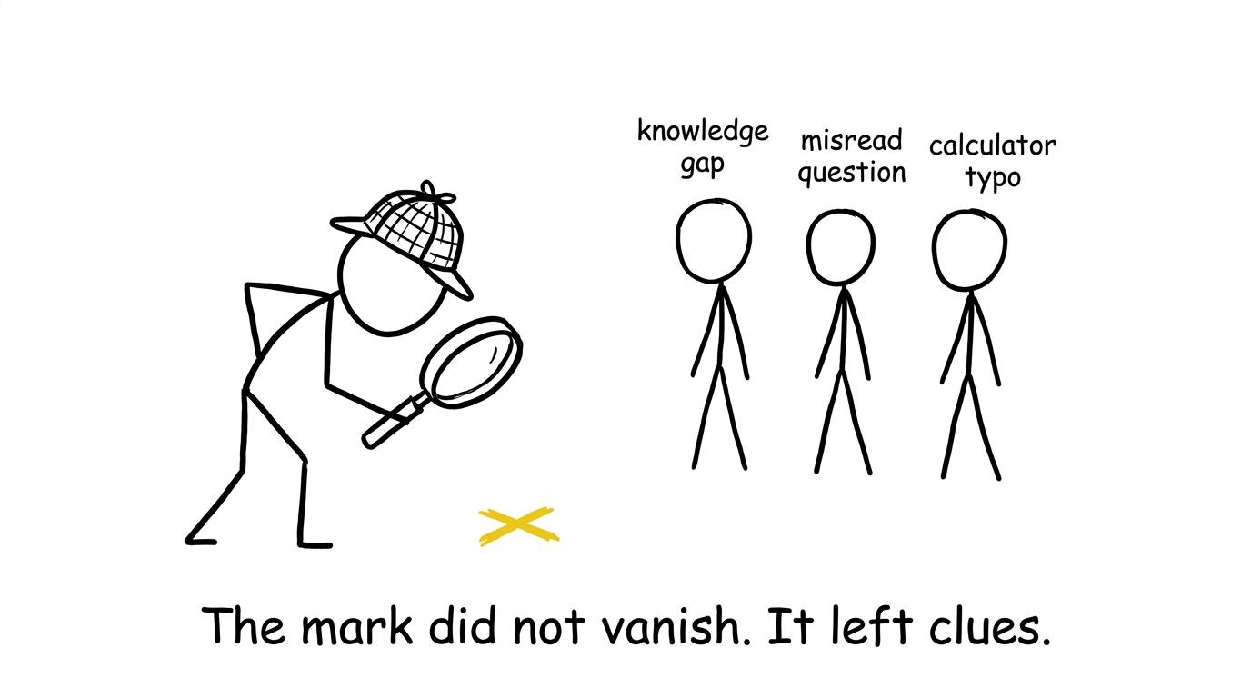 A student detective investigates where an exam mark went