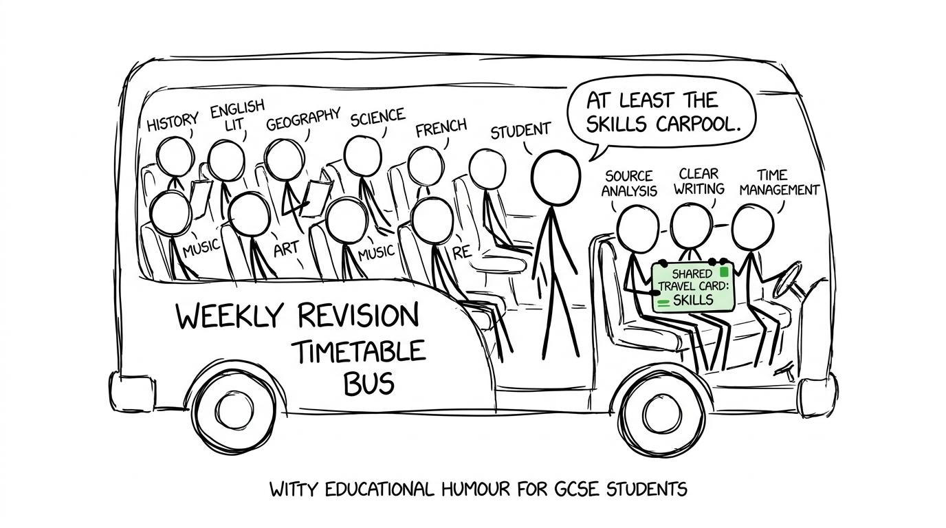 Revision skills share a travel card on a crowded timetable bus